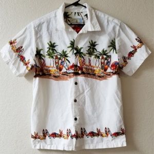 Mens  Hawaiian Shirt Textured  Retro Size M